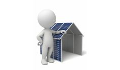 Cartoon beside a solar home